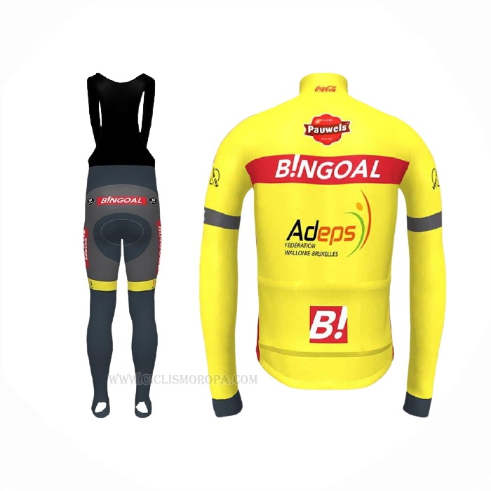 2021 Ropa Ciclismo Wallonie Bruxelles Amarillo Mangas Largas y Culotte Lunga